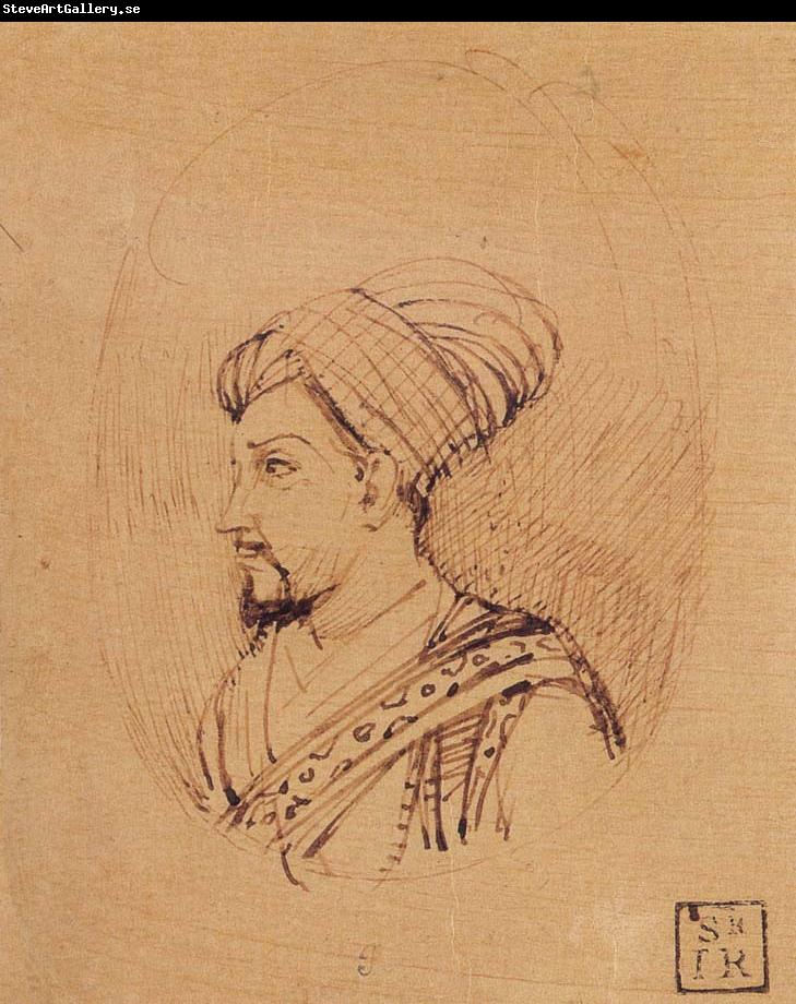 Rembrandt Harmensz Van Rijn A Medallion Portrait of Muhammad-Adil Shah of Bijapur